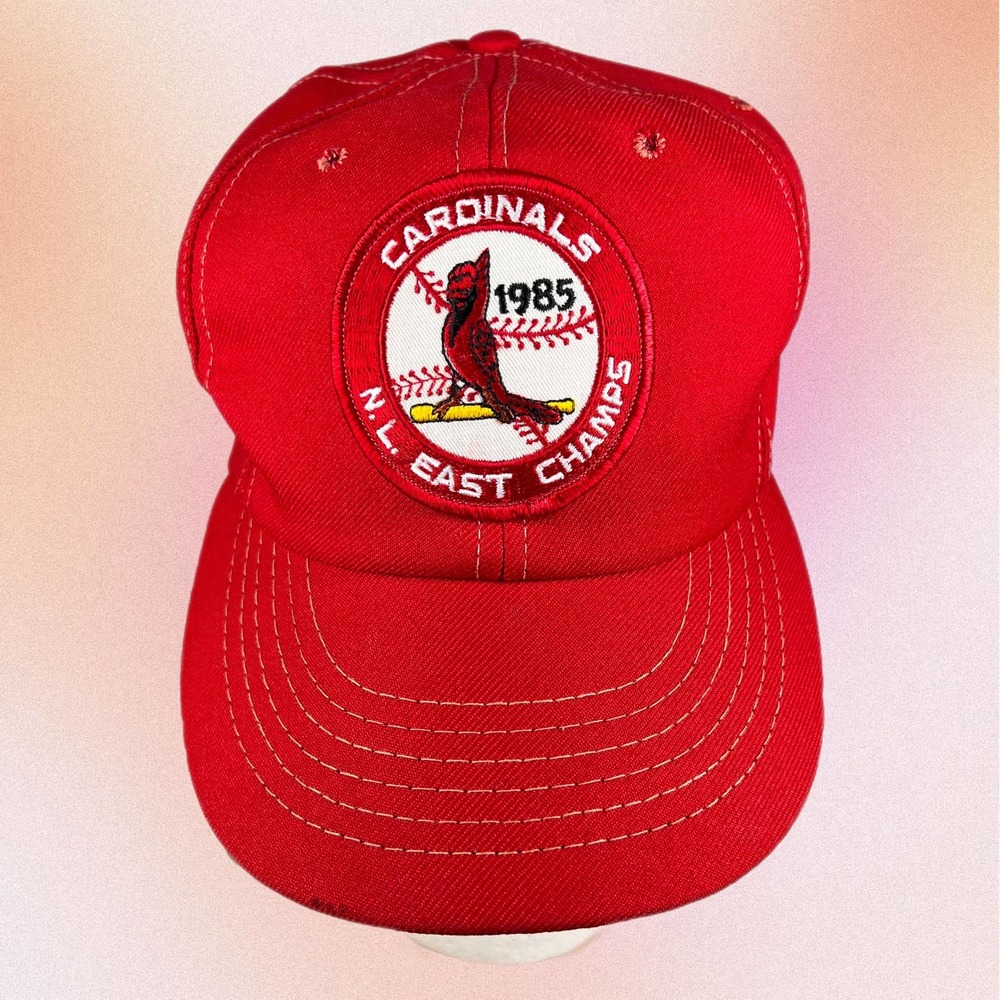 Vintage 80s Sports Cardinals Red Baseball Hat Cap Plastic Snapback Embroidered